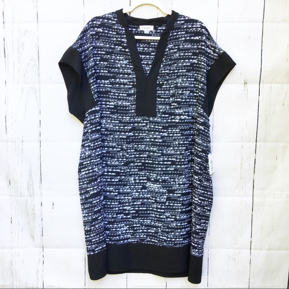 Calvin Klein Shift Dress Career Casual Black White